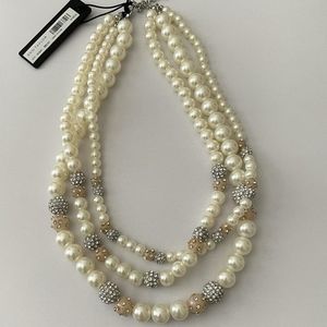 Ann Taylor Pearlized Triple Strand Pearl Necklace